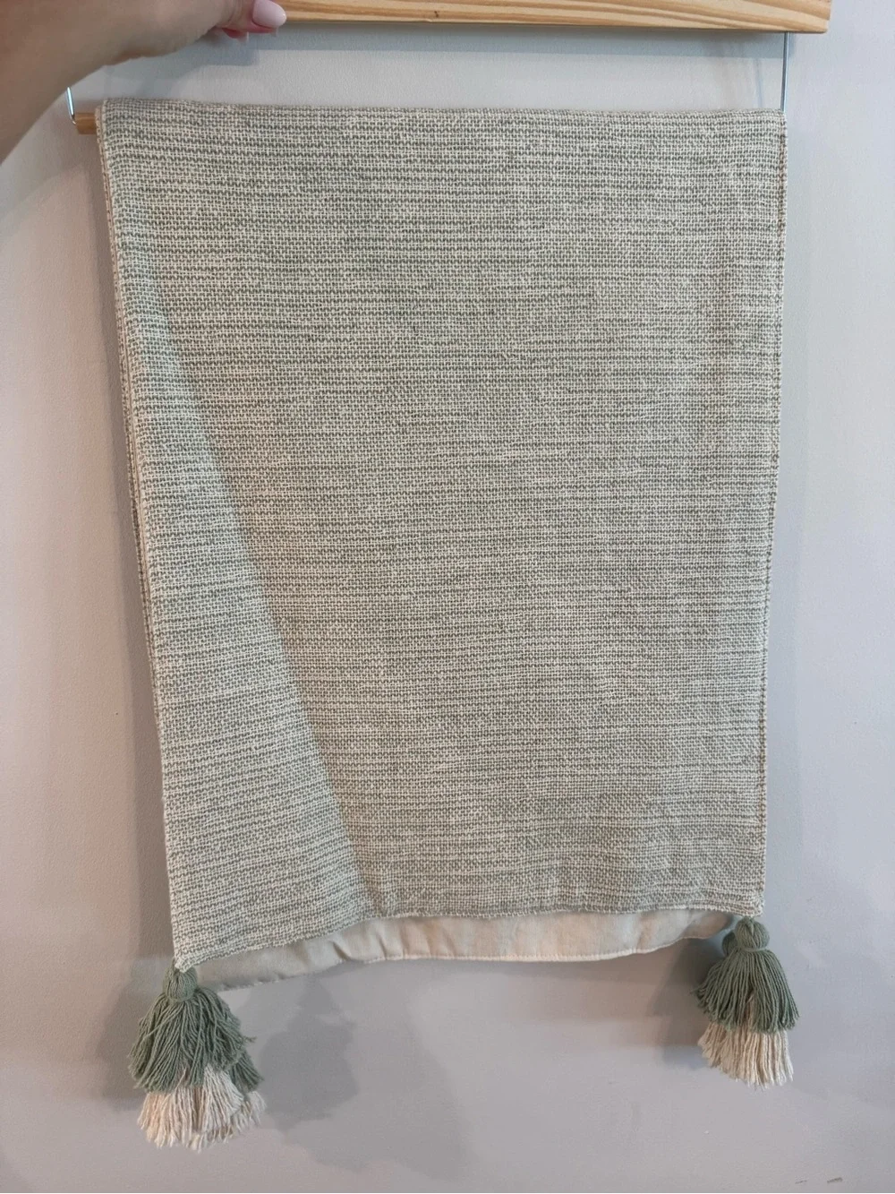 Soft Sage Tassel table Runner